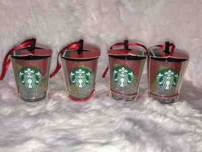 Starbucks 2018 Holiday Glitter Ornament Green Mermaid Siren Logo Acrylic Cup 4pc - Sold on eBay Dec, 23rd 2019 for $20.00