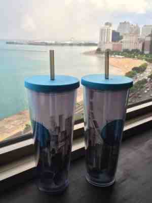 RARE Starbucks Chicago Skyline Cold Cup Tumbler 24 fl Set of 2 New 2014  - Sold on eBay Dec, 23rd 2019 for $119.99