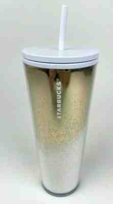 Starbucks Holiday Christmas 2019 Venti Tumbler Gold Cascading Snow Glitter 24oz - Sold on eBay Dec, 23rd 2019 for $27.95