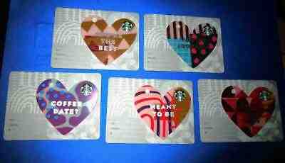2019 STARBUCKS set of 5 complete Valentine cards PHILIPPINES no load pin intact - Sold on eBay Dec, 23rd 2019 for $59.99