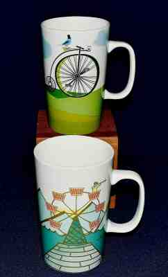 Starbucks 2014 Penny Farthing Bicycle Blue Bird Mug & 2015 Ferris Wheel Mug XLNT - Sold on eBay Dec, 23rd 2019 for $39.99