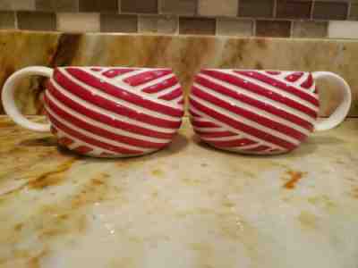 Starbucks Coffee Mug Set of Two 2013 Candy Cane Stripe Christmas Holiday Winter  - Sold on eBay Dec, 23rd 2019 for $24.50