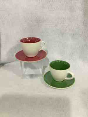 STARBUCKS Red & Green Demitasse Espresso Cup Mug & Saucer Set 3 oz 2005 - Sold on eBay Dec, 23rd 2019 for $22.99