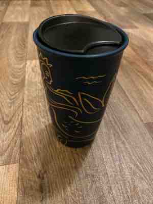 Starbucks Mermaid Siren Travel Tumbler Ceramic Mug 2017 12 oz Navy Blue Gold - Sold on eBay Dec, 23rd 2019 for $15.99