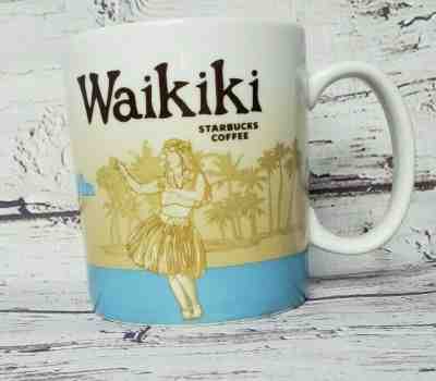 Starbucks Collection 2012 Waikiki Coffee Mug with Teal Interior 16 oz Hula Girl - Sold on eBay Dec, 23rd 2019 for $29.99