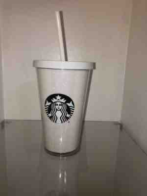 NEW Starbucks 2017 Travel Tumbler Cup Limited Holiday Edition White Glitter 16Oz - Sold on eBay Dec, 22nd 2019 for $34.99