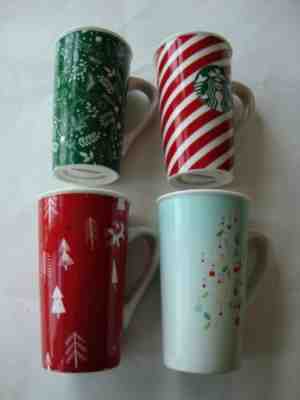 Starbucks Christmas Holiday 2019 Tall Hot Beverage Mug Cup Red Green Blue x 4 - Sold on eBay Dec, 22nd 2019 for $74.99