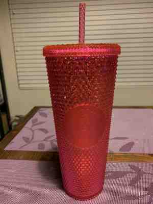 NEW Starbucks 2019 Holiday Bling Neon Pink Iridescent Studded Venti Tumbler Cup - Sold on eBay Dec, 22nd 2019 for $20.50
