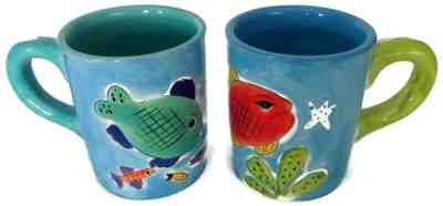 Pair of Starbucks Barista Coffee Mugs with Fish Swimming in Ocean 16 Ounce - Sold on eBay Jan, 6th 2020 for $44.99