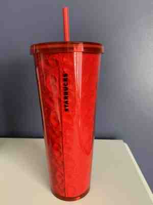 Starbucks 2019 Valentines Red Hearts Cold 24 Ounce Cup Tumbler Limited Edition - Sold on eBay Jan, 6th 2020 for $24.95