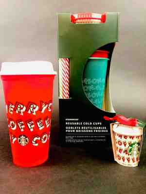 Starbucks Holiday Reusable Cold Cups 5 Pack & Merry Coffee Red Cup w/ Ornament - Sold on eBay Jan, 10th 2020 for $29.99