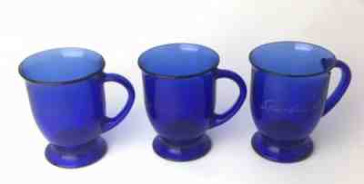 3 Starbucks Coffee Mugs/Cups Cobalt Blue Glass Cursive Etched By Anchor Hocking - Sold on eBay Jan, 10th 2020 for $24.95