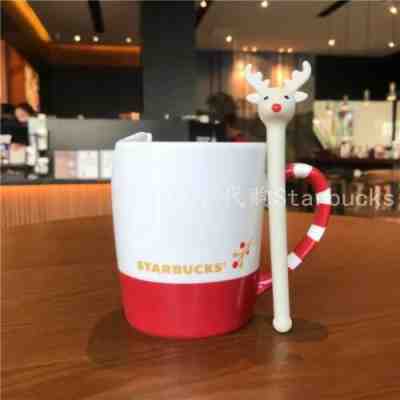 New Starbucks China 2017 Christmas Elk Stirer Mug 10oz - Sold on eBay Jan, 8th 2020 for $28.88