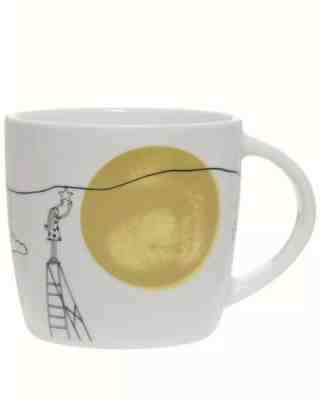 Starbucks - Ceramic Coffee Tea Mug Cup - White & Yellow Sun - Large Handle 14 oz - Sold on eBay Jan, 2nd 2020 for $19.99