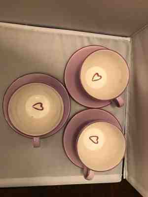3 sets 2006 STARBUCKS VALENTINE HEART LAVENDER CUP & SAUCER SET 12 OZ MUG - Sold on eBay Jan, 12th 2020 for $22.75