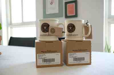 Set of TWO 12 oz Starbucks Mugs From Pike Place The First Starbucks Made in USA - Sold on eBay Jan, 12th 2020 for $25.00