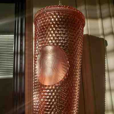 Starbucks Tumbler Iridescent Rose Gold Pink Studded Cold Cup 24 Oz 2019 - Sold on eBay Jan, 12th 2020 for $59.99
