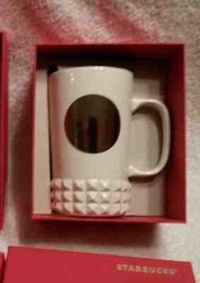STARBUCKS WHITE STUDDED W/ Silver Dot Logo 16OZ MUG NWT - RED BOX 2014 - Sold on eBay Jan, 12th 2020 for $22.00