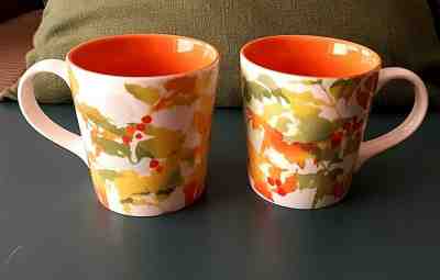 PAIR Starbucks Fall Leaves Autumn Orange White Berries Mug Cup 14 oz 2008 Mint - Sold on eBay Jan, 12th 2020 for $19.00
