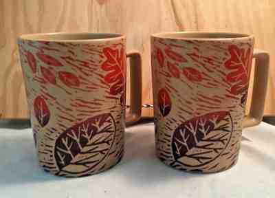 Starbucks Coffee Mugs Fall Leaves 2017 Leaf Print 12 Oz Tan Orange Maroon Autumn - Sold on eBay Jan, 12th 2020 for $19.99