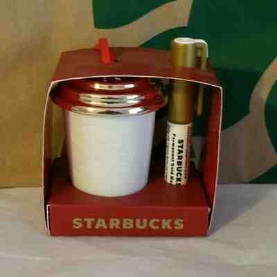 New Starbucks CREATE YOUR OWN ORNAMENT WHITE/GOLD Cup Tumbler MERMAID LOGO 2013 - Sold on eBay Jan, 12th 2020 for $17.45