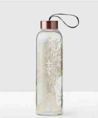 Starbucks 2017 Limited Edition Glass Gold Siren Water Bottle 17oz NEW - Sold on eBay Jan, 12th 2020 for $32.99