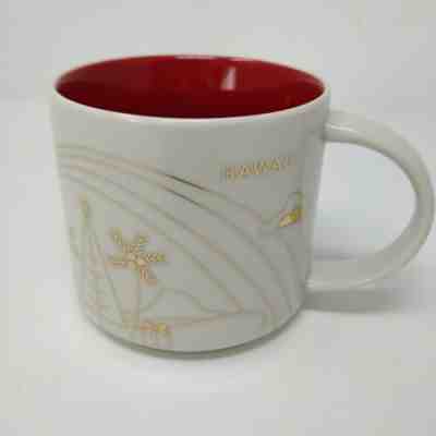 Starbucks 2014 Hawaii You Are Here Collection Gold Trim Christmas Mug Cup 14 Oz. - Sold on eBay Jan, 12th 2020 for $32.00