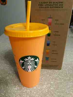 Starbucks Reusable COLOR CHANGING Cold Cup APRICOT ORANGE 2019 AUTHENTIC NEW - Sold on eBay Jan, 11th 2020 for $24.99