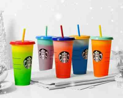 BN Starbucks Set Of 5 Reusable Color Changing Cold Cups Rainbow Ship Worldwide! - Sold on eBay Jan, 11th 2020 for $55.00
