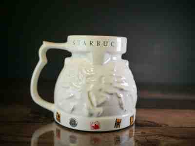 STARBUCKS Globe Travel Mug Map World Embossed Coffee LARGE Ceramic Cup W/LID - Sold on eBay Jan, 11th 2020 for $34.00
