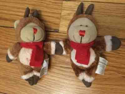 Set Of 2 2003 Starbucks Bearista Rudolph Red Nose Reindeer Magnet Mini Plush - Sold on eBay Jan, 11th 2020 for $19.99
