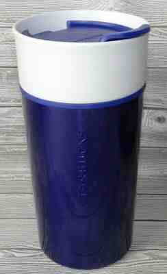 STARBUCKS COBALT BLUE PURPLE DOUBLE WALL CERAMIC STEEL 12oz TRAVEL MUG CUP 2015 - Sold on eBay Jan, 11th 2020 for $19.99