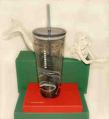 STARBUCKS - Black & White MARBLE Swirl 20 oz COLD CUP Blown GLASS TUMBLER *NEW - Sold on eBay Jan, 11th 2020 for $137.77