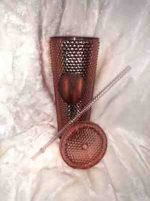Starbucks Acrylic Iridescent Rose Gold Pink Studded Rainbow Cold Cup Tumbler - Sold on eBay Jan, 11th 2020 for $51.00