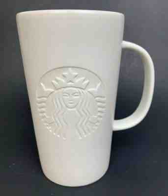 Starbucks Mug 2014 White Cream Siren Mermaid Tall Matte Finish Embossed Mug 16oz - Sold on eBay Jan, 11th 2020 for $21.99
