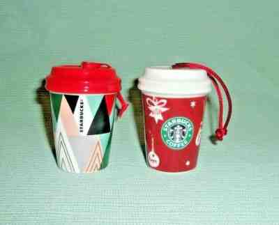 Starbucks Coffee Miniature Ceramic Cup Christmas Holiday Ornaments 2009 & 2017 - Sold on eBay Jan, 11th 2020 for $19.99