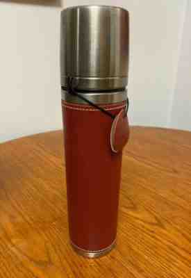 Starbucks Coffee Bullet Thermos 16 oz Brown Leather/Steel Barista Thermal  Flask