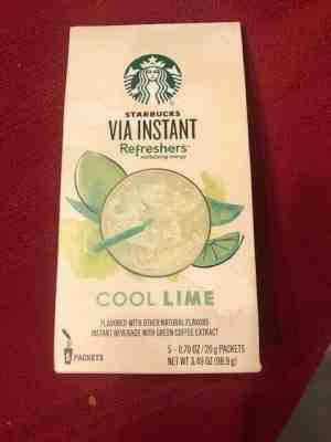 1 Starbucks Instant Via, Cool Lime Refresher, 5 single serving packets in 1 box  - Sold on eBay Jan, 11th 2020 for $20.00