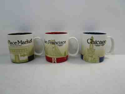Collector Series Starbucks Mugs Pike Place Market + San Francisco + Chicago - Sold on eBay Jan, 11th 2020 for $20.50