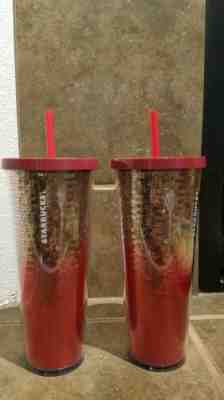 New Starbucks 2018 Holiday Sequin Tumbler Rose Gold / Red 24oz  - Sold on eBay Jan, 11th 2020 for $32.99