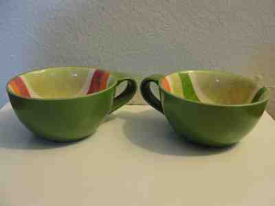  Set of 2 Starbucks Green Mug With Stripes Inside 14oz Cup ceramic 2008 - Sold on eBay Jan, 11th 2020 for $25.49