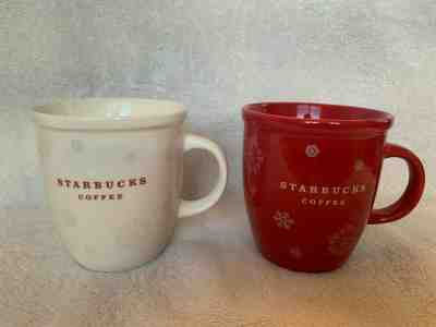 Starbucks Coffee Snowflake 12oz Mugs White & Red Christmas Holiday - Sold on eBay Jan, 13th 2020 for $17.99