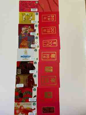 Starbucks New Year 2012-2020 cards with RARE matching envelope(NINE cards total) - Sold on eBay Jan, 13th 2020 for $39.99