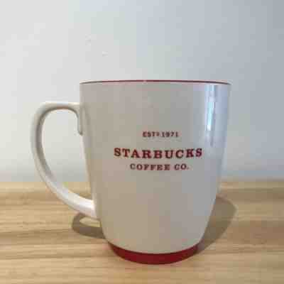 Starbucks 2007 Large Coffee Mug White Abbey with Red Accents 18 Fl. oz. - Sold on eBay Jan, 13th 2020 for $17.00