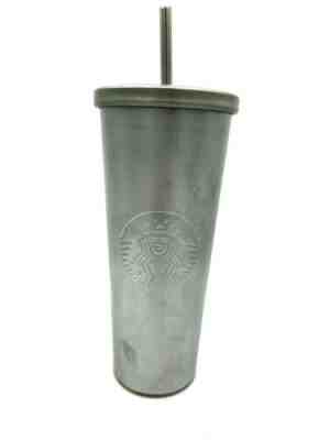 Starbucks Cold Cup Silver Stainless Steel Metal Tumbler 24 oz W/ Lid&Metal Straw - Sold on eBay Jan, 13th 2020 for $28.99