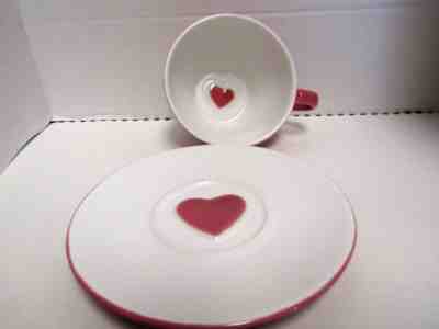 Starbucks Valentine's Day Coffee Cup Saucer Set Pink Heart 2005 Mug Ceramic Love - Sold on eBay Jan, 13th 2020 for $16.59