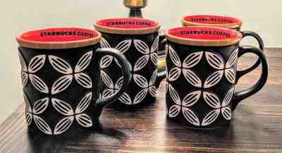 Starbucks Set Of 4 Hawaiian Embossed Tiki Flower Coffee Cup Mug Bone China 2008 - Sold on eBay Jan, 13th 2020 for $34.95