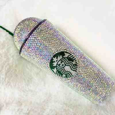 Custom Bling Starbucks Tumbler Venti with Dome Lid Swarovski Crystal AB Crystals