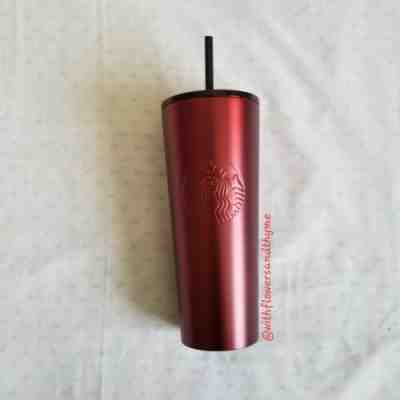Starbucks 2018 Holiday Red Burgundy Stainless Steel With Straw Cold Cup Tumbler - Sold on eBay Jan, 13th 2020 for $39.99