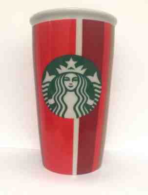 Starbucks Ceramic Tumbler Red Stripe Double Wall Traveler Holiday 12 Oz Cup Mug - Sold on eBay Jan, 13th 2020 for $19.00